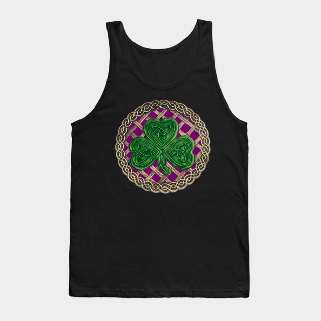 Celtic Knot Shamrock Purple Background Tank Top by Atteestude